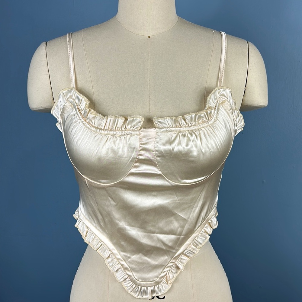 Paloma silk champagne corset tank top